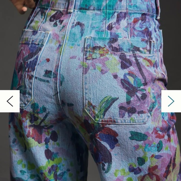 Maeve Anthropologie ‘The Colette’ Multicolor Floral Wide-Leg Crop Jeans Size 33 - Picture 5 of 11